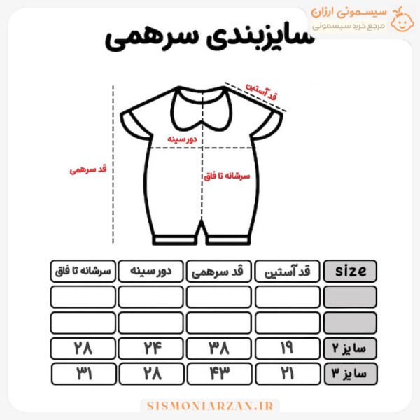 تصویرنحوه سایزبندی سرهمی مدل یقه چین